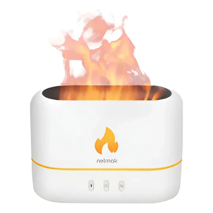 DIFUSOR NETMAK NM-DF8 HUMIDIFICADOR ILUMINADO LED SIMULA UNA FLAMA ENCENDIDA