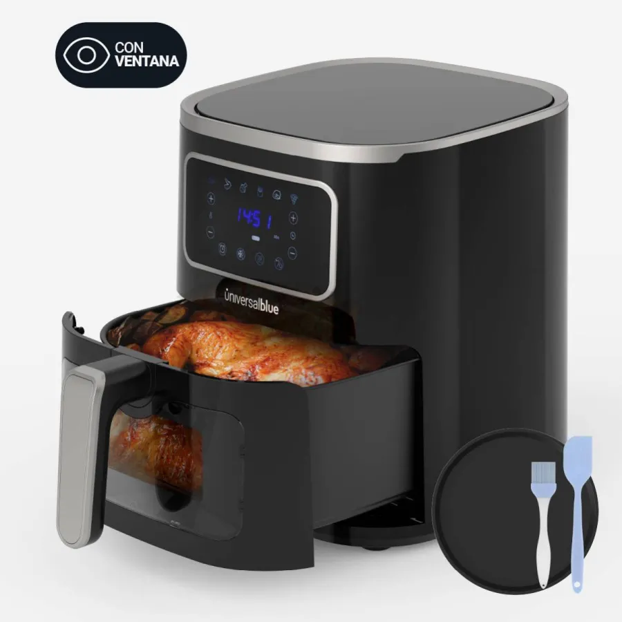 FREIDORA DE AIRE GLOBAL CRISPY CON DISPLAY C/2 RECIPIENTES 4L + 1.5L NEGRO (oportunidad)