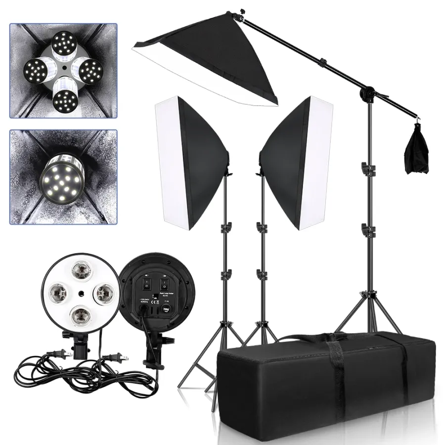 KIT DE FOTOGRAFIA C/DIFUSOR SOFTBOX YQ-R01 60CM + FOCO SY-D300 BLANCO/BLANCO CALIDO/BLANCO FRIO 200W
