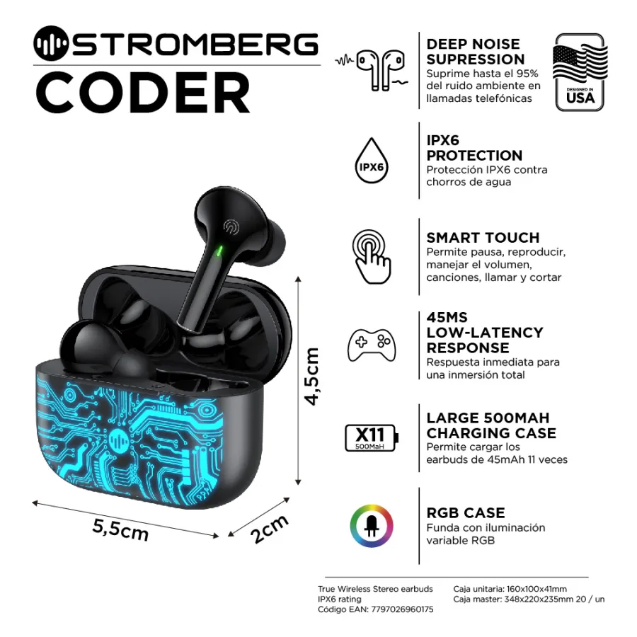 AURICULARES C/CABLE STROMBERG TAG SC-51-TAGXX-PL