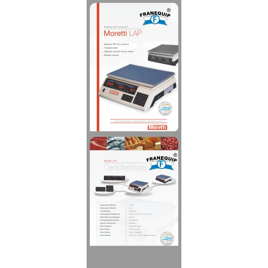 BALANZA ELECTRONICA MORETTI DE MOSTRADOR LPA 15KG