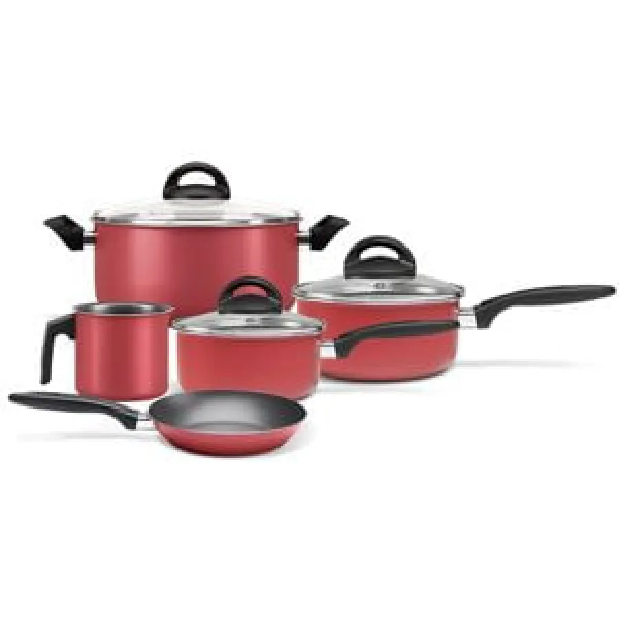 BATERIA DE COC BRINOX 5 PZAS ROJO CEREZA 7211/400