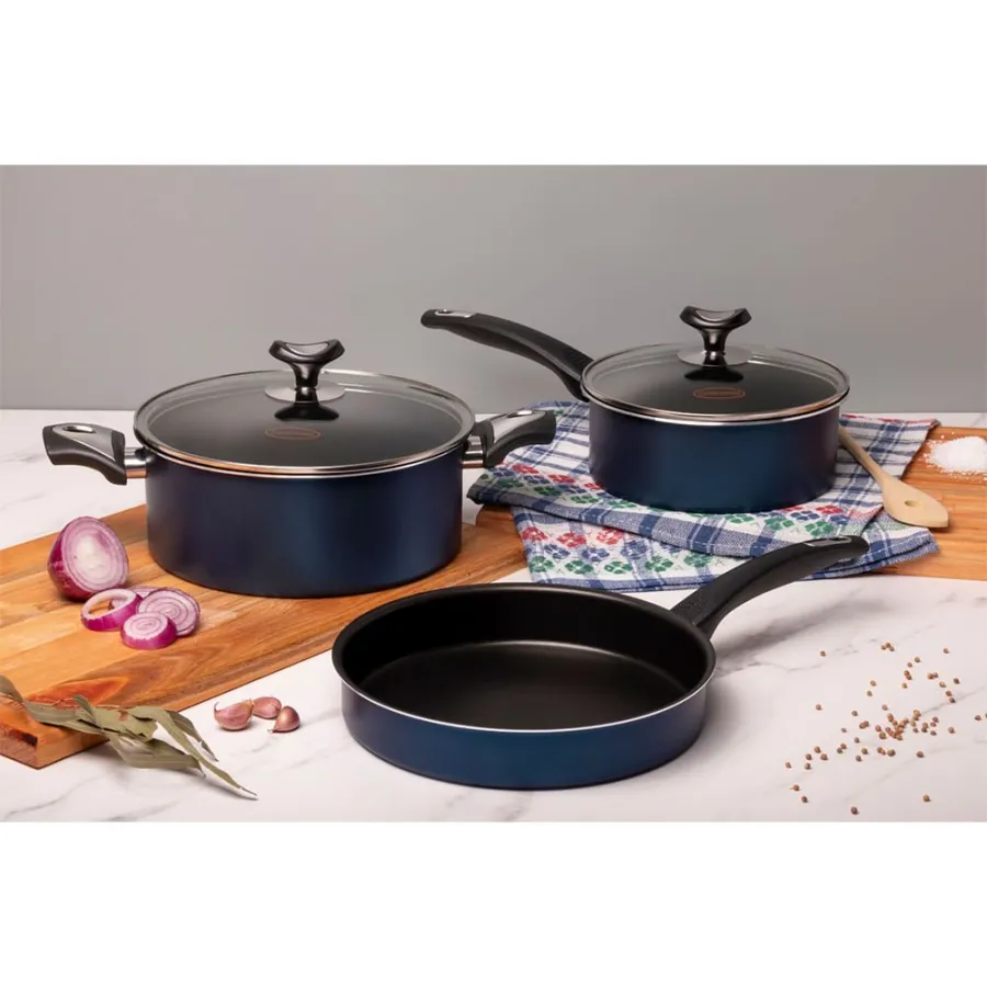BATERIA DE OLLAS MARMICOC LINEA SABORES BAT 5 PIEZAS AZUL
