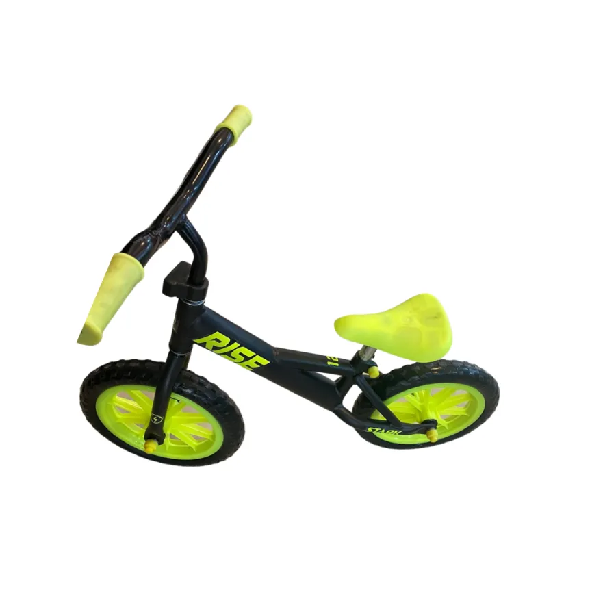 BICICLETA CLETTA ROD 12 UNISEX RUEDA RAYOS NEGRO Y AMARILLO