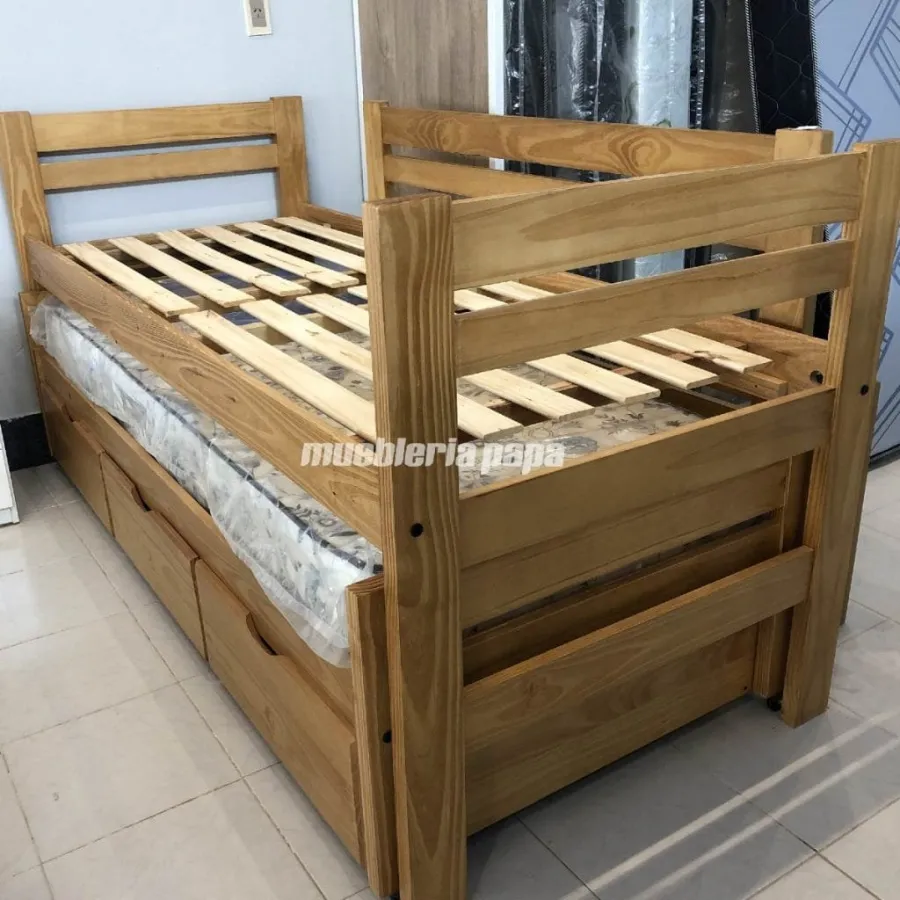 CAMA DOBLE CON CAJONERA MEDITERRANEO MIEL