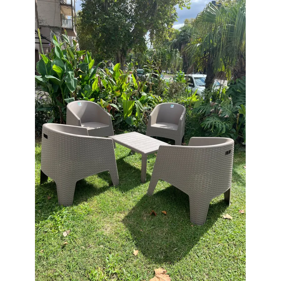 COMBO 4 SILLONES VOOS 2000 OASIS BLANCO C/ ALMO + 1 MESA VOSS 2000 NANTES BLANCO