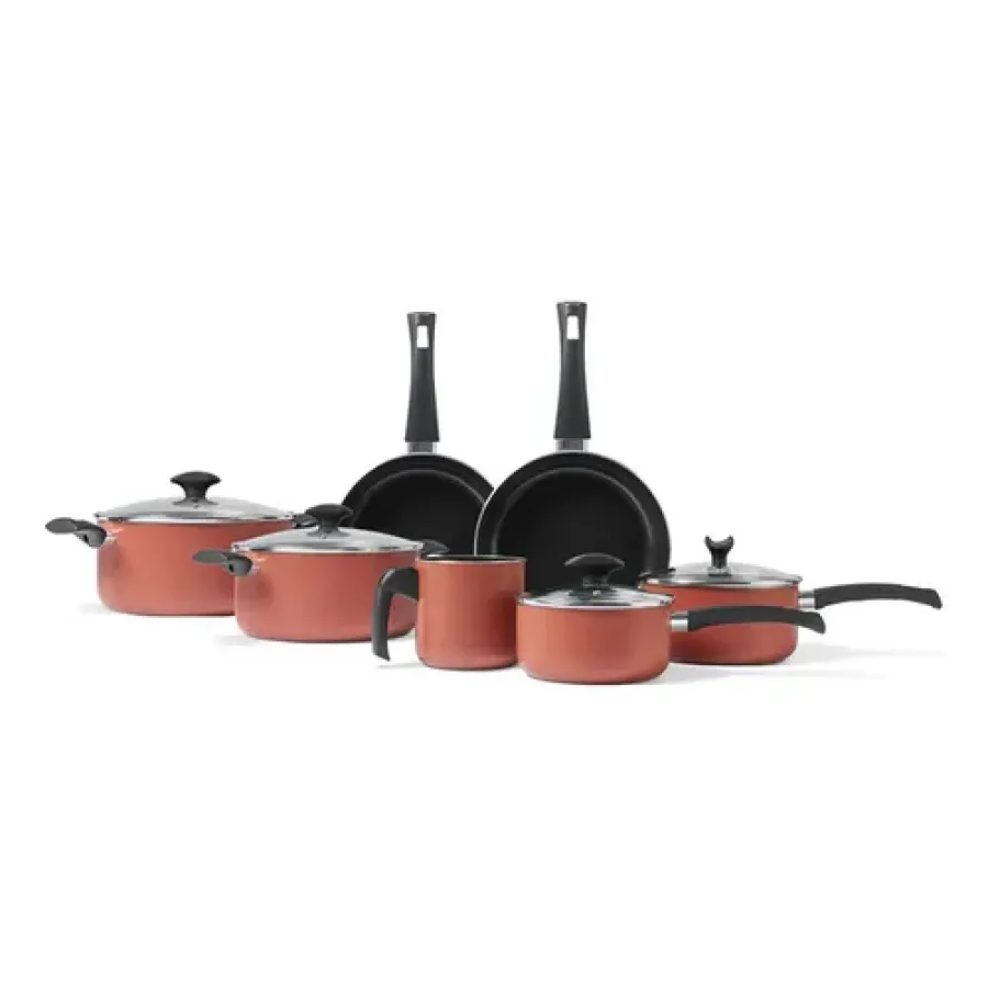 COMBO SET TERRACOTA 7 PZAS BRINOX + 3 UTENSILIOS ASTI BLANCO