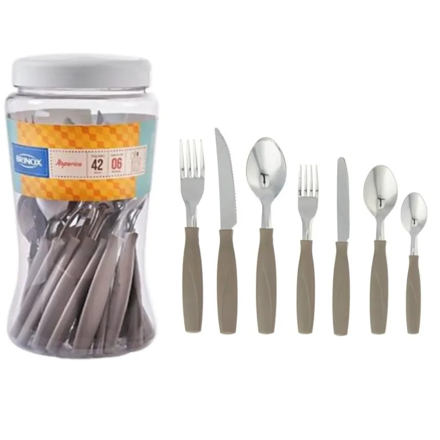 JUEGO DE 42 CUBIERTOS BRINOX ITAPARICA WARM GREY