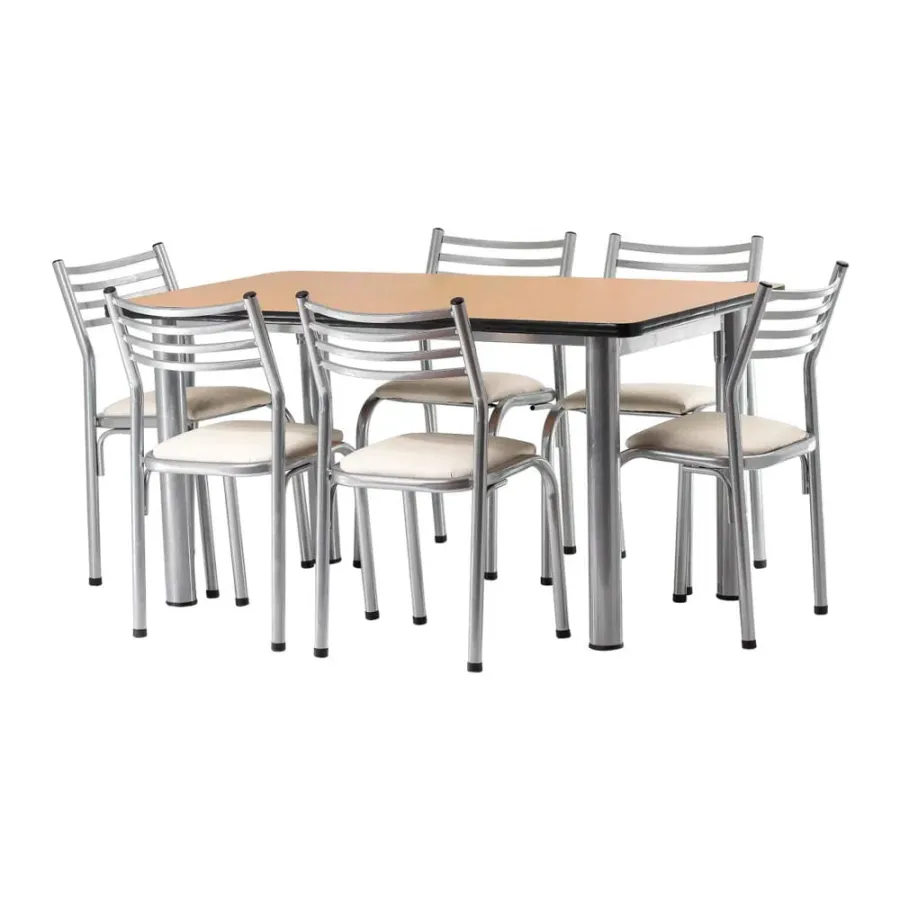 JUEGO DE COMEDOR AIMARETTI DENVER MAIZ CON 6 SILLAS MESA 1,50 X 0,80