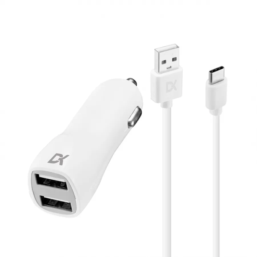 KIT DEKKIN CARGADOR AUTO+CABLE TIPO C