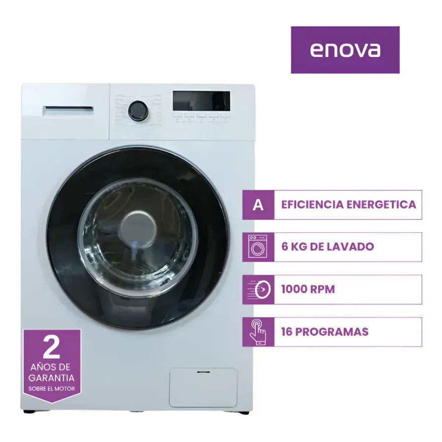 LAVARROPA ENOVA 6 KG CARGA FRONTAL
