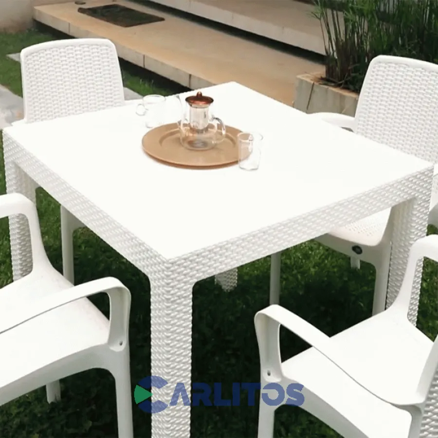 MESA VOSS 2000 RATTAN FIDJI BLANCO 90*90