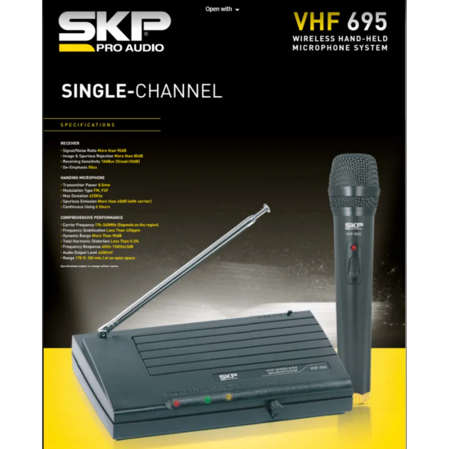 MIC INALAMBRICO DE MANO SKP VHF 695