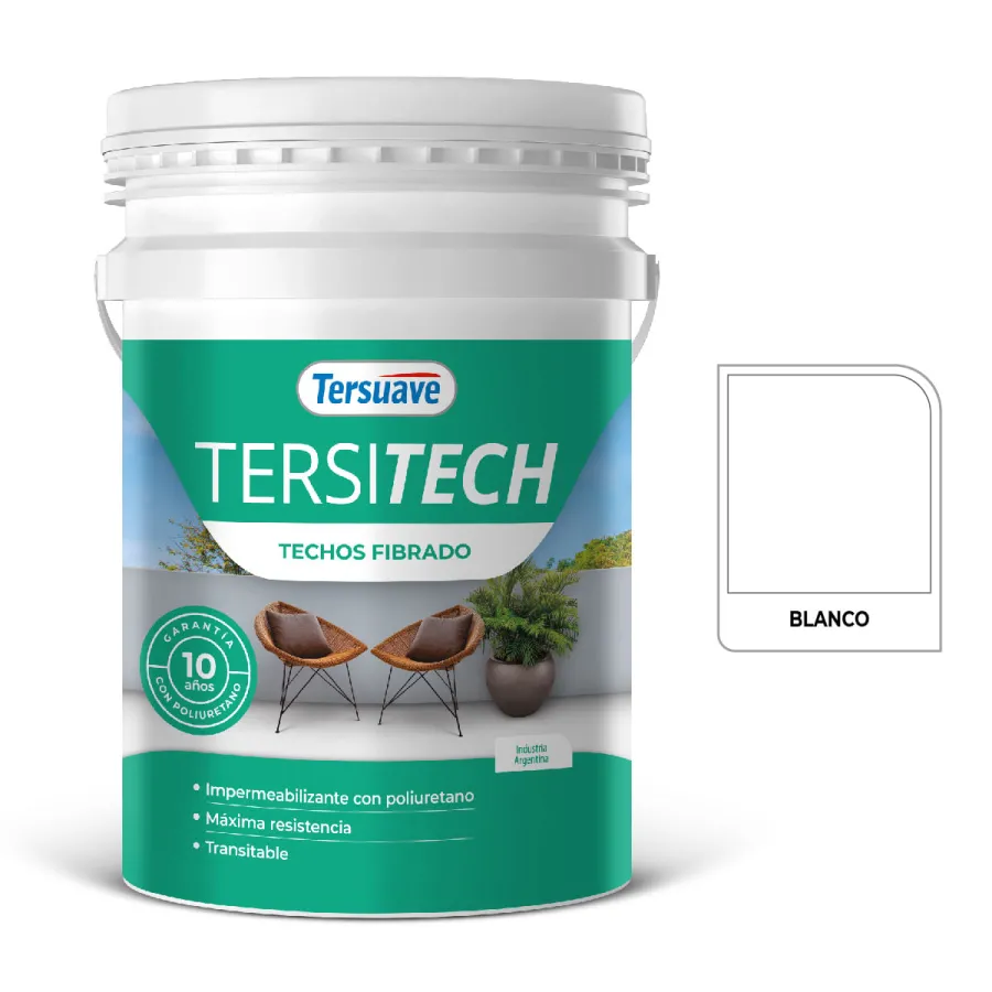 PINTURA TERSUAVE IMPERMEABILIZANTE FIBRADO TECHOS Y MUROS SEMIMATE BLANCO 20 KGS