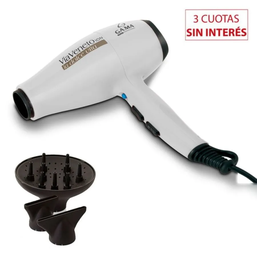 SECADOR DE PELO GAMA VIA VENETO WHITE ION