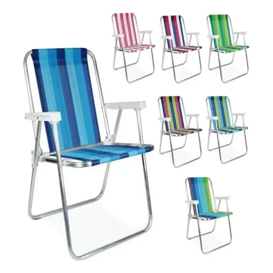 SILLA DE PLAYA MATEG  ALUM BARANDA ALTA COLORES SURT