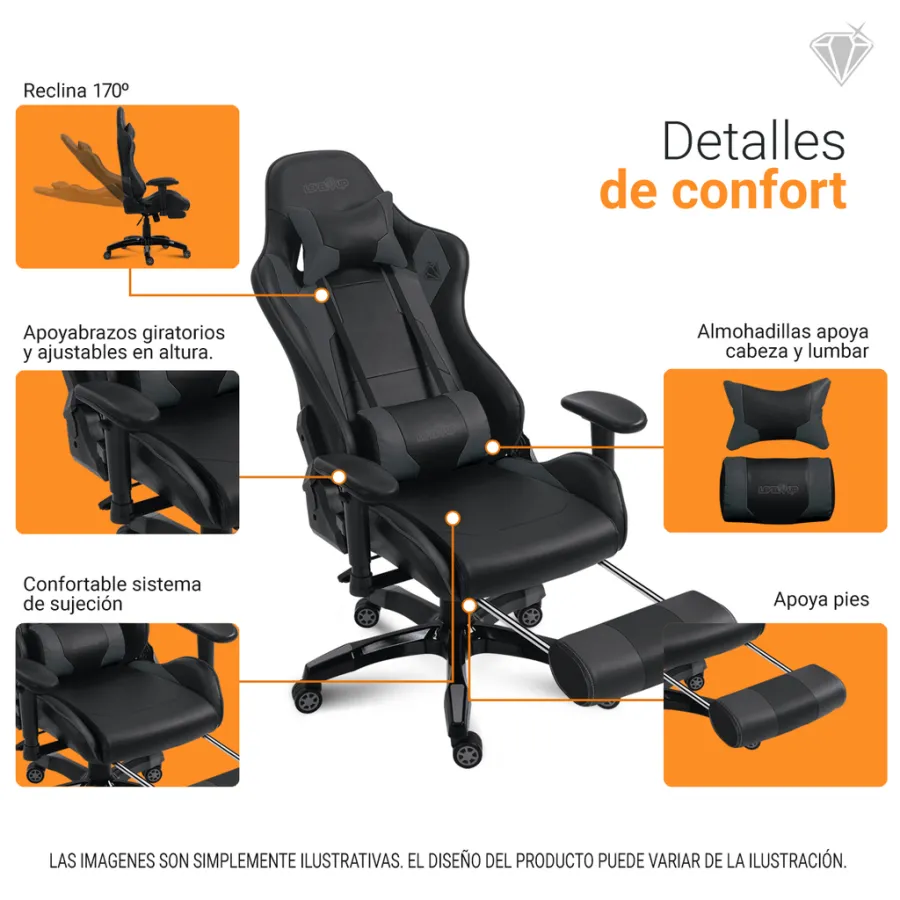 SILLA GAMER APOLO SUPERMAN C/ APOYA PIE