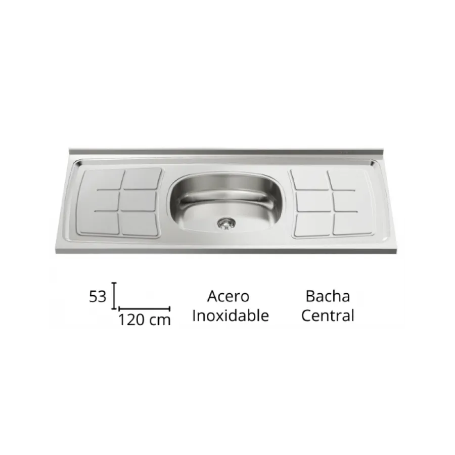 TAPA DE ACERO INOX ORLANDI 1600 (BACHA DER/IZQ)