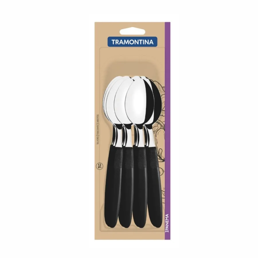 CUCHARA DE MESA TRAMONTINA 23363/900 IPANEMA 12PZS NEGRO