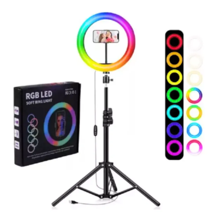 ARO DE LUZ LED RGB 12? #FB 30CM C/TRIPODE 2.1MTS + CONTROL LZ-GGRGB30 (oportunidad)