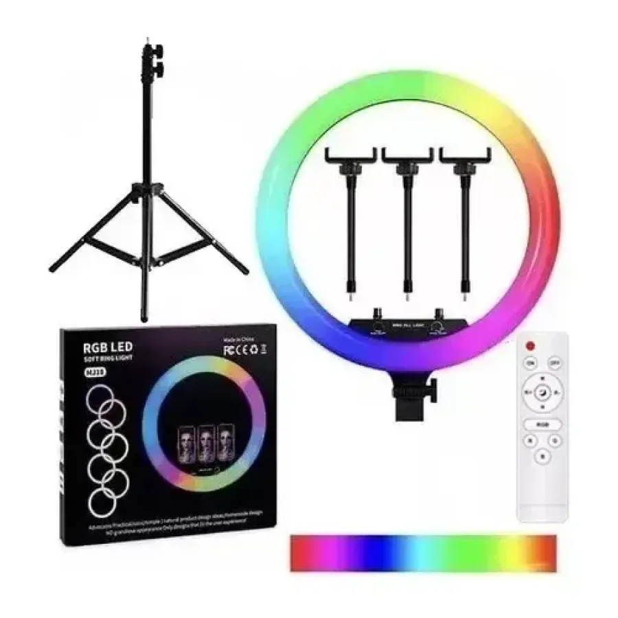 ARO DE LUZ LED RGB 56CM/22 PULG #FB C/TRIPODE 2.1MTS LZ-GGMJ56RGB (oportunidad)