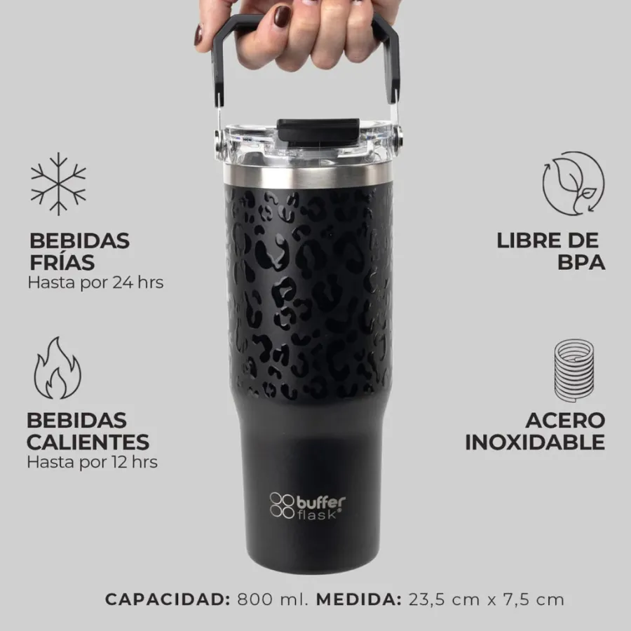 BOTELLA TERMICA COFFEE CUP CON VASO COLGANTE 800ML ACERO INOXIDABLE (BTCC) (OPORTUNIDAD)