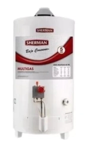 TERMOTANQUE SHERMAN GAS 50 L. CON.SUPERIOR/PIE